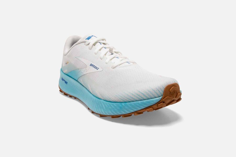 Brooks Catamount Trail Running Shoes Mens White/Blue 395641-KIE